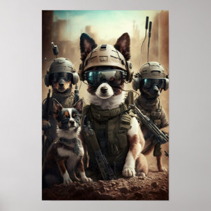 Poster Art Military Hunde