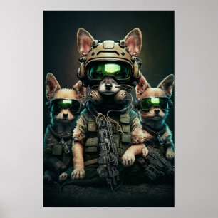 Poster Art Military Hunde