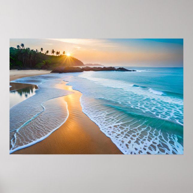 Poster Art Ocean Beach Szene (Vorne)