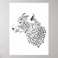 Poster aus schwarzem und weißem Leopard