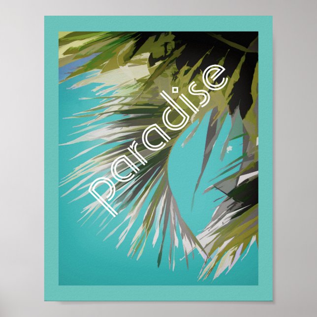 Poster aus tropischen Palmen mit Text (Vorne)