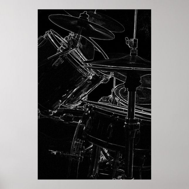 Poster B/W Drumset 2 (Vorne)