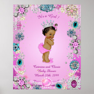 Poster Baby Shower Girl, Princess, pink, 16x20