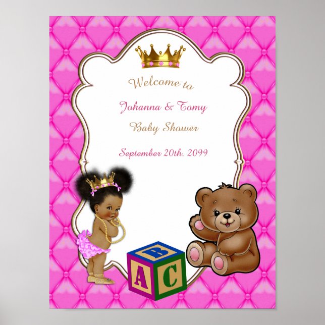 Poster Baby Shower Girl, Princess, pink, 16x20 (Vorne)