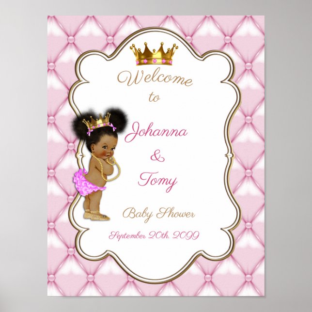 Poster Baby Shower Girl, Princess, pink, 16x20 (Vorne)
