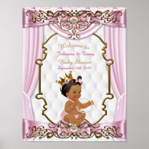 Poster Baby Shower Girl, Princess, pink, 8.5x11