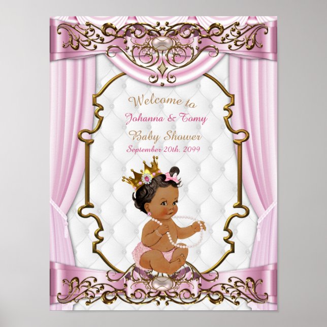 Poster Baby Shower Girl, Princess, pink, 8.5x11 (Vorne)