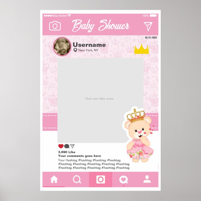 Póster Baby Shower Instagram Custom Selfie Frame Poster (Vorne)
