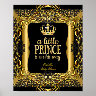 Poster Baby Shower Kleiner Prinz Gold Schwarz
