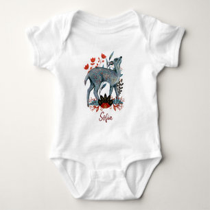 Poster Babydusche rot und blau mit Tieren Baby Strampler