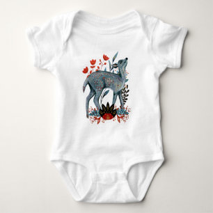 Poster Babydusche rot und blau mit Tieren Baby Strampler