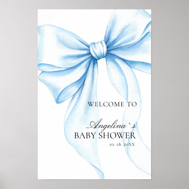 Poster  Babyparty mit zarter Schleife. (Vorne)