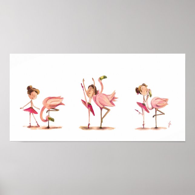 Poster bailarina e flamingo (Vorne)