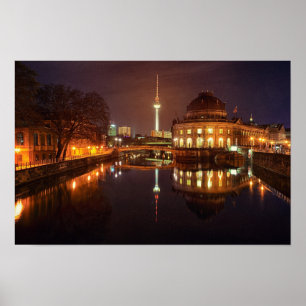 Poster Berlin Deutschland Skyline Nacht Fernsehtur