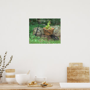 Poster Bicycle Pink Blume in Basket
