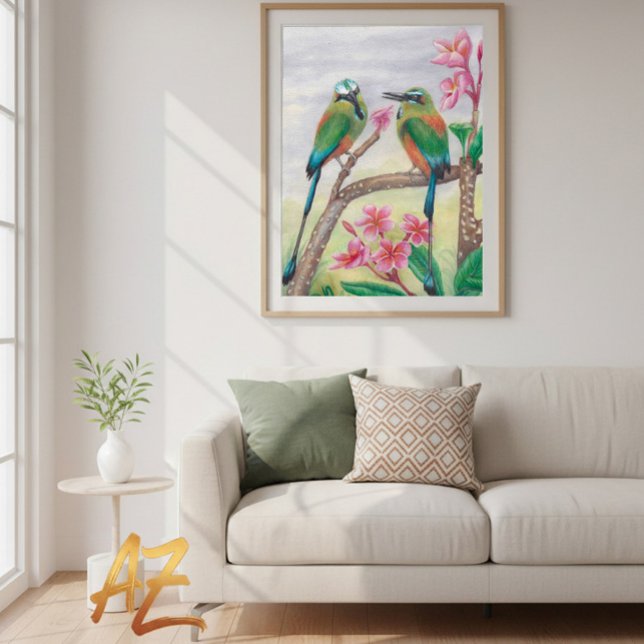 Poster Birds and rose flowers fine wall art Deco (Von Creator hochgeladen)