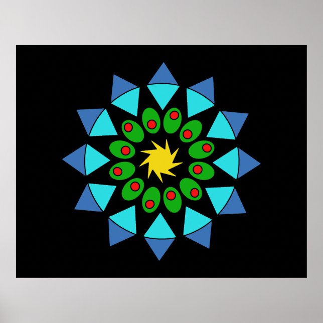 Poster - Blau und Grün Mandala (Vorne)