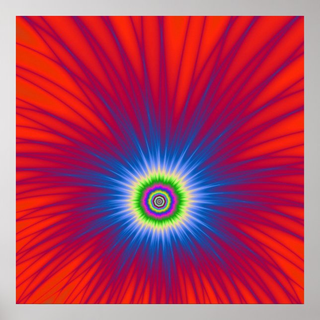 Poster Blue Explosion auf Rot (Vorne)