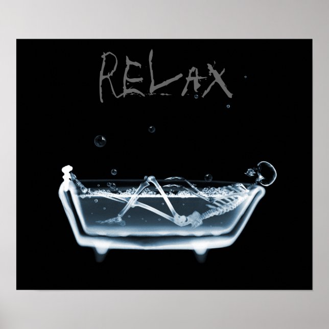 Poster- Blue Relax X-Ray Skeleton Bath Time Poster (Vorne)