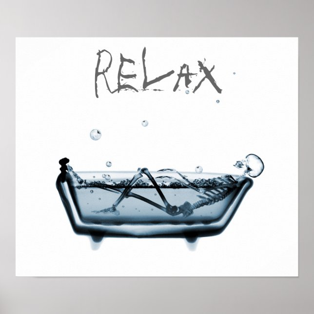 Poster- Blue Relax X-Ray Skeleton Bath Time Poster (Vorne)