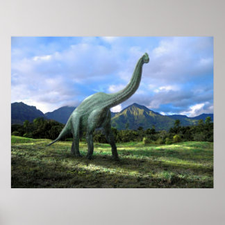 Poster ~ Brachiosaurus Dinosaurier auf der Wiese