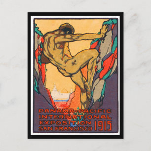 Poster-Briefmarke Eröffnung der PPIE, 1915 Postkarte