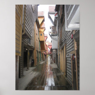 Poster: Bryggen Walkway, Bergen, Norwegen Poster