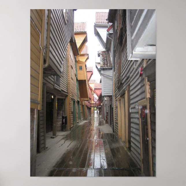 Poster: Bryggen Walkway, Bergen, Norwegen Poster (Vorne)