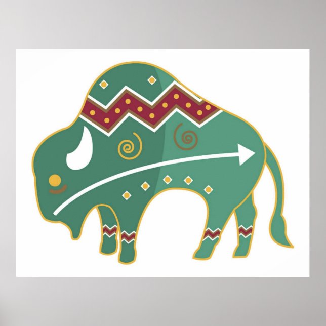 Poster Buffalo Design Native American (Vorne)