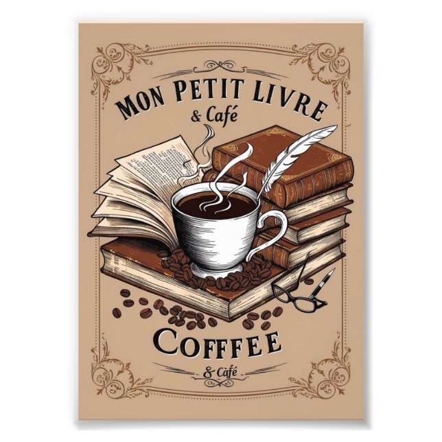 Pôster Café & Mon Petit Livre – A Arte de Ler Fotodruck (Vorne)
