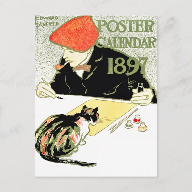 Poster Calendar - Edward Penfield - Vintage Katzen Postkarte (Vorderseite)