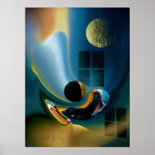 Poster 'Celestial Fluid Dreams' - Surreal in Gold