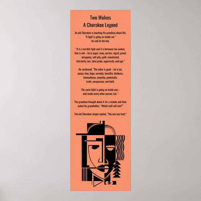 Poster Cherokee Legend Two Wölves Die, die du gefü (Vorne)