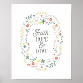 Poster Christlich Faith Hope Liebe Wreath Scriptin