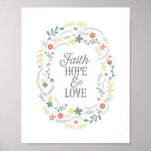 Poster Christlich Faith Hope Liebe Wreath Scriptin