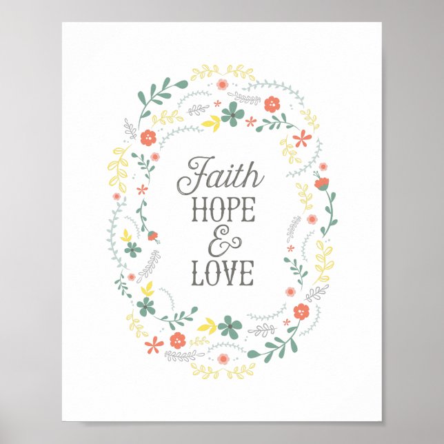 Poster Christlich Faith Hope Liebe Wreath Scriptin (Vorne)