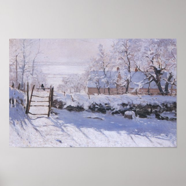 Poster Claude Monet The Magpie Winter Bird Lands (Vorne)