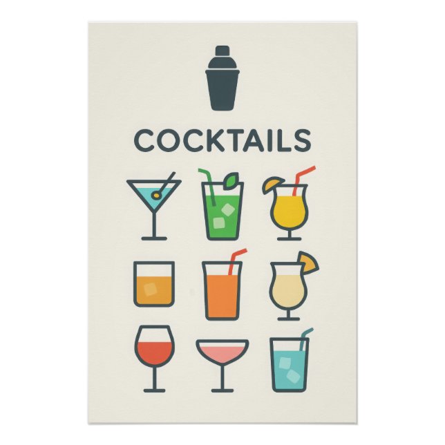 Poster Cocktails - Martini, Mojito, Pina Colada (Vorderseite)