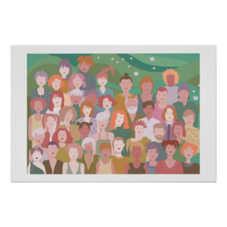 poster colorful people man and women