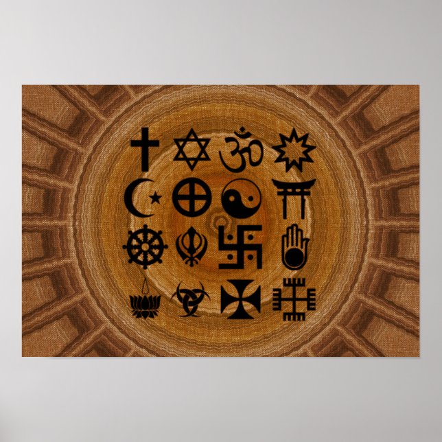 Pôster com símbolos da religiões poster (Vorne)