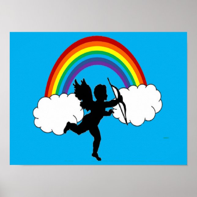 Poster Cupid Tänze mit Regenbogen (Vorne)