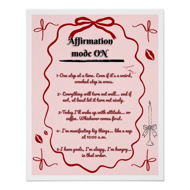 Poster cute affirmations funny aesthetic mindset (Vorderseite)