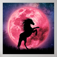 Poster Das Pferd und der rosa Mond