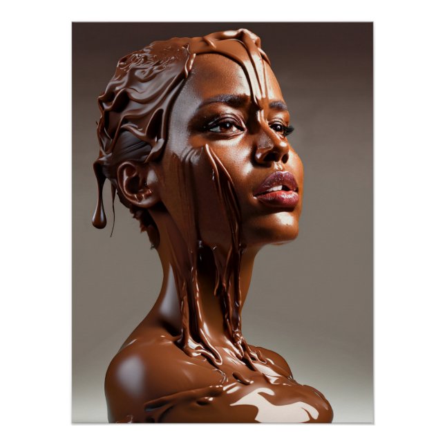 Poster de escultura humana de chocolate derretido. (Vorderseite)