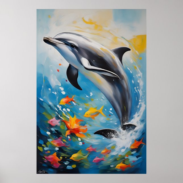 Poster | Delphin | Ölmalerei (Vorne)