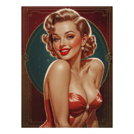 Poster der blonden Pin-up Art Deco