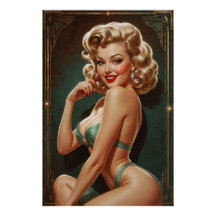 Poster der blonden Pin-up Art Deco