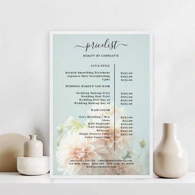 Poster der Blume Peony Salon (Peony Flower Salon Price List Poster)