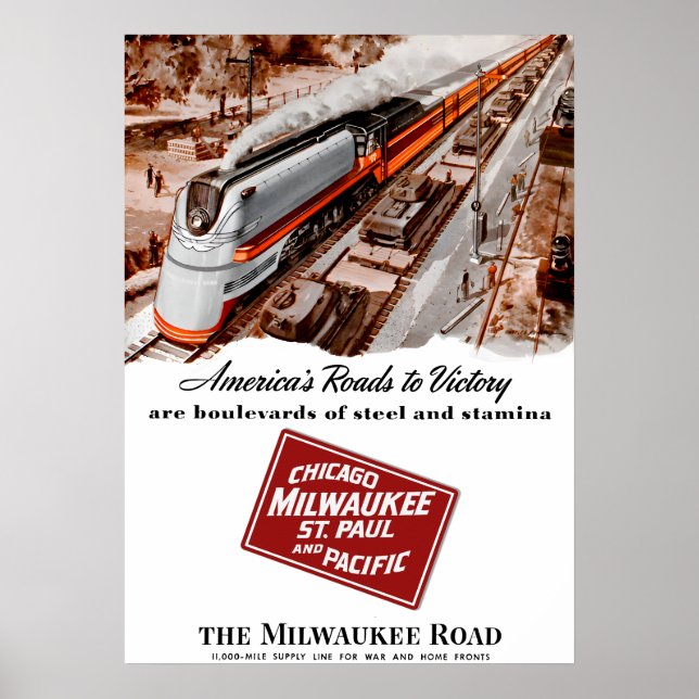 Poster der Milwaukee Road zum Zweiten Weltkrieg (Vorne)