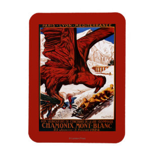 Poster der Olympischen Winterspiele 1924 Magnet